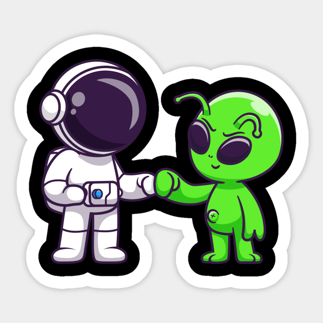 Astronaut With Cute Alien High Fives Cartoon Sticker by Catalyst Labs